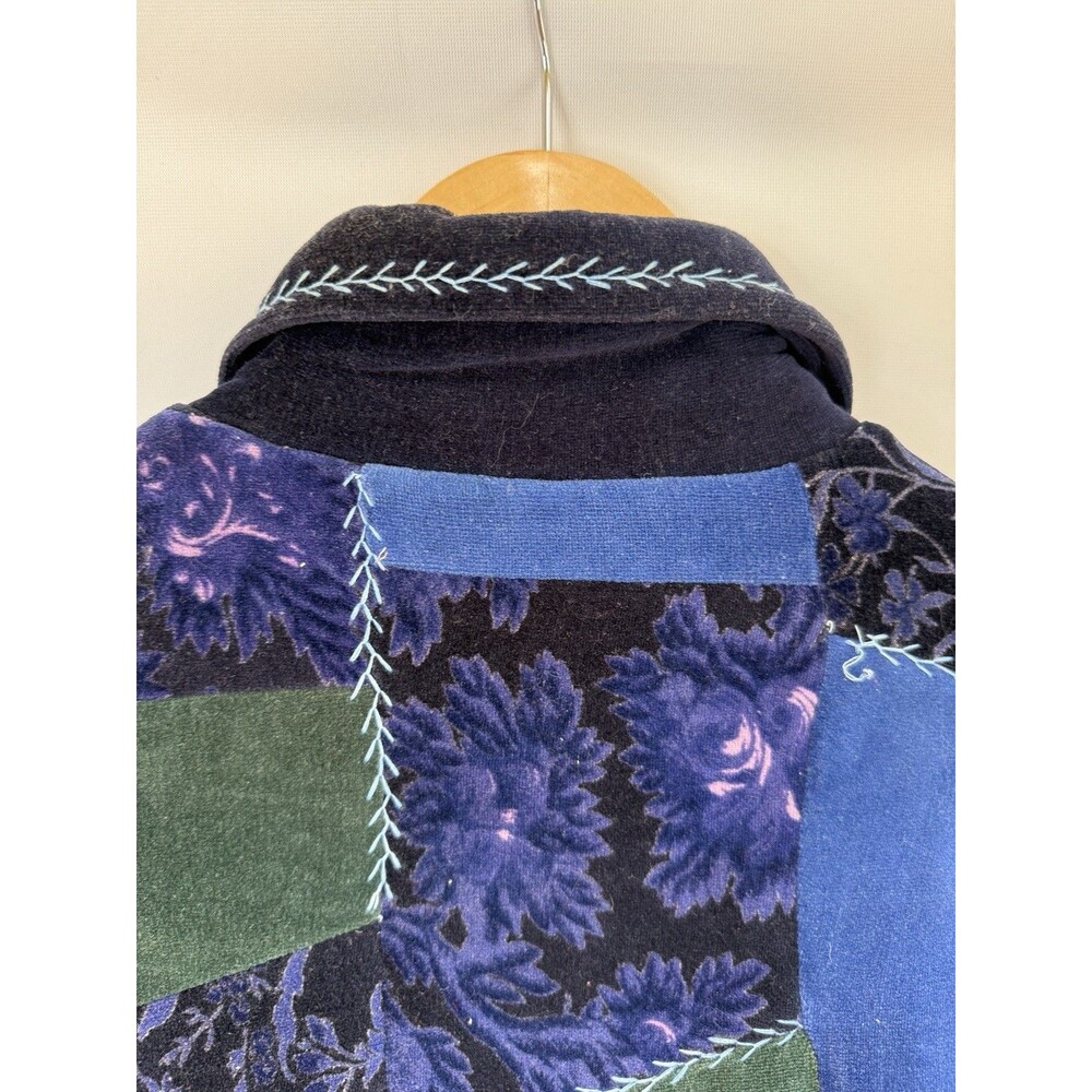 Vtg April Cornell Velvet Patchwork Jacket S Boho Quilted Artsy Granola Core - Picture 10 of 10